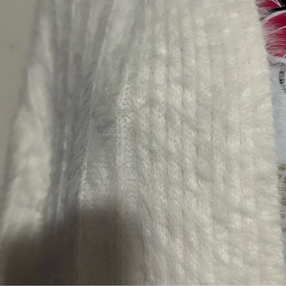 ASOS Cream White Soft Plush Fluffy Rib Long Open Front Cardigan - Picture 4 of 6